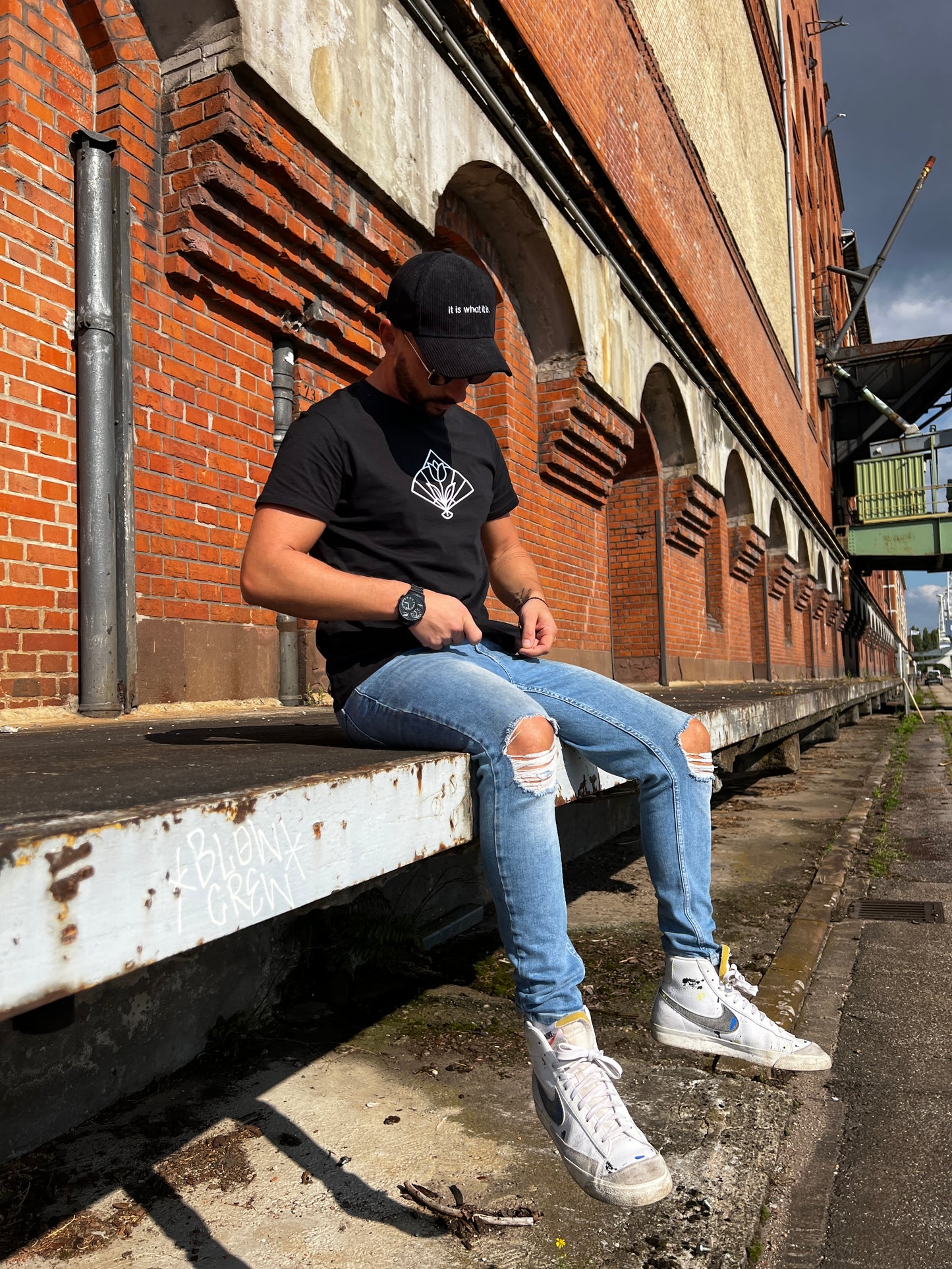 Männer Kurzarm Basic T-Shirt Logo