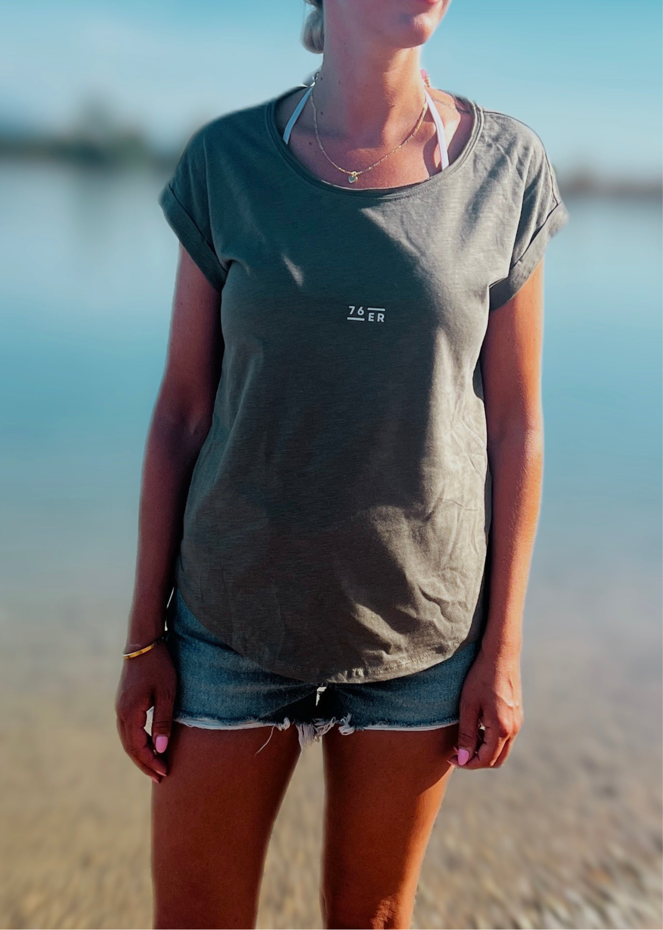 Kurzarm Slub Shirt Pyramide Oliv