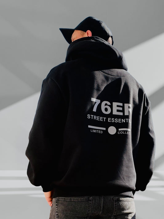 Oversize Hoodie 76ER Street Schwarz