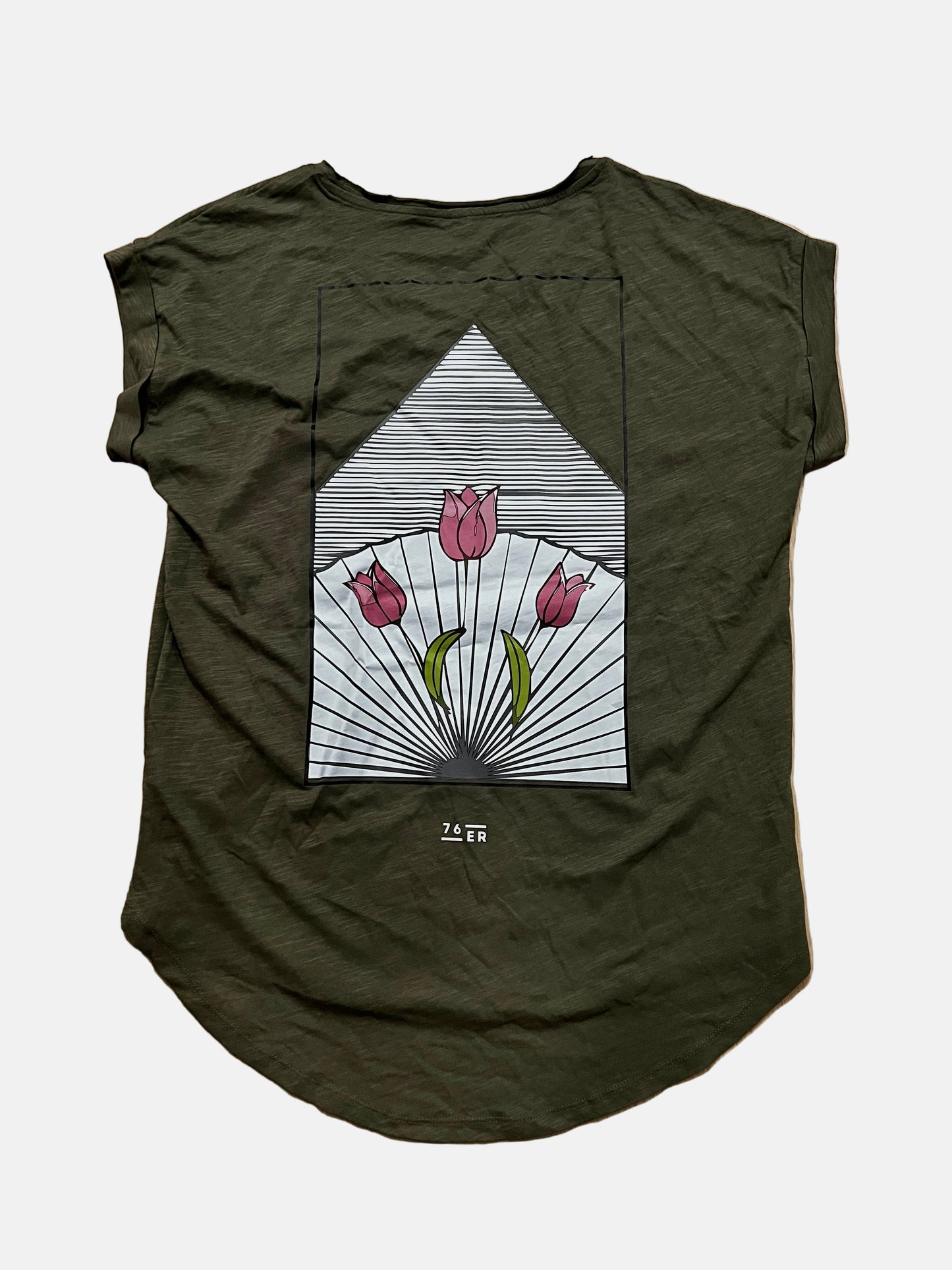 Kurzarm Slub Shirt Pyramide Oliv