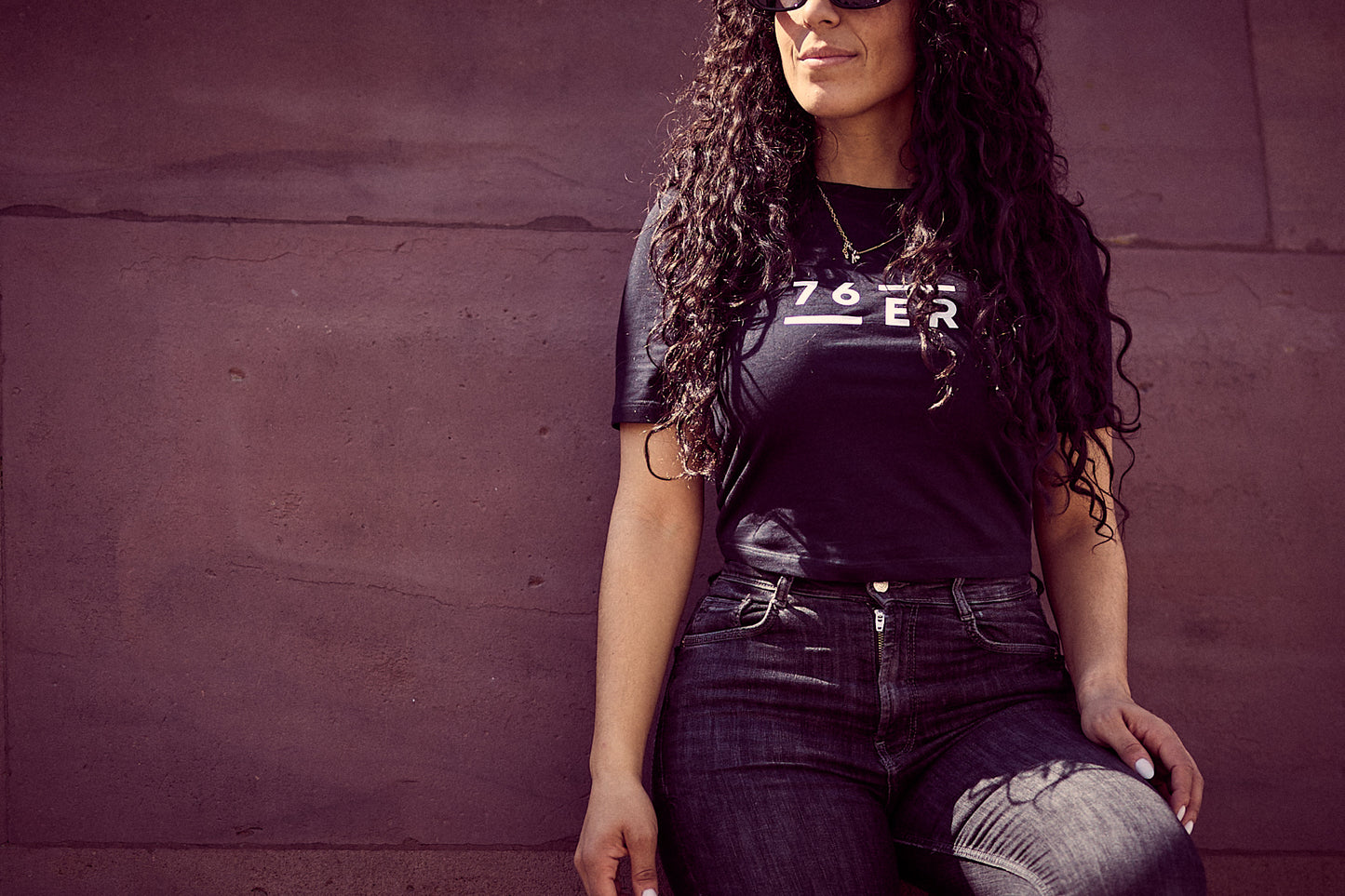 Frauen 76ER Cropped Tee Schwarz