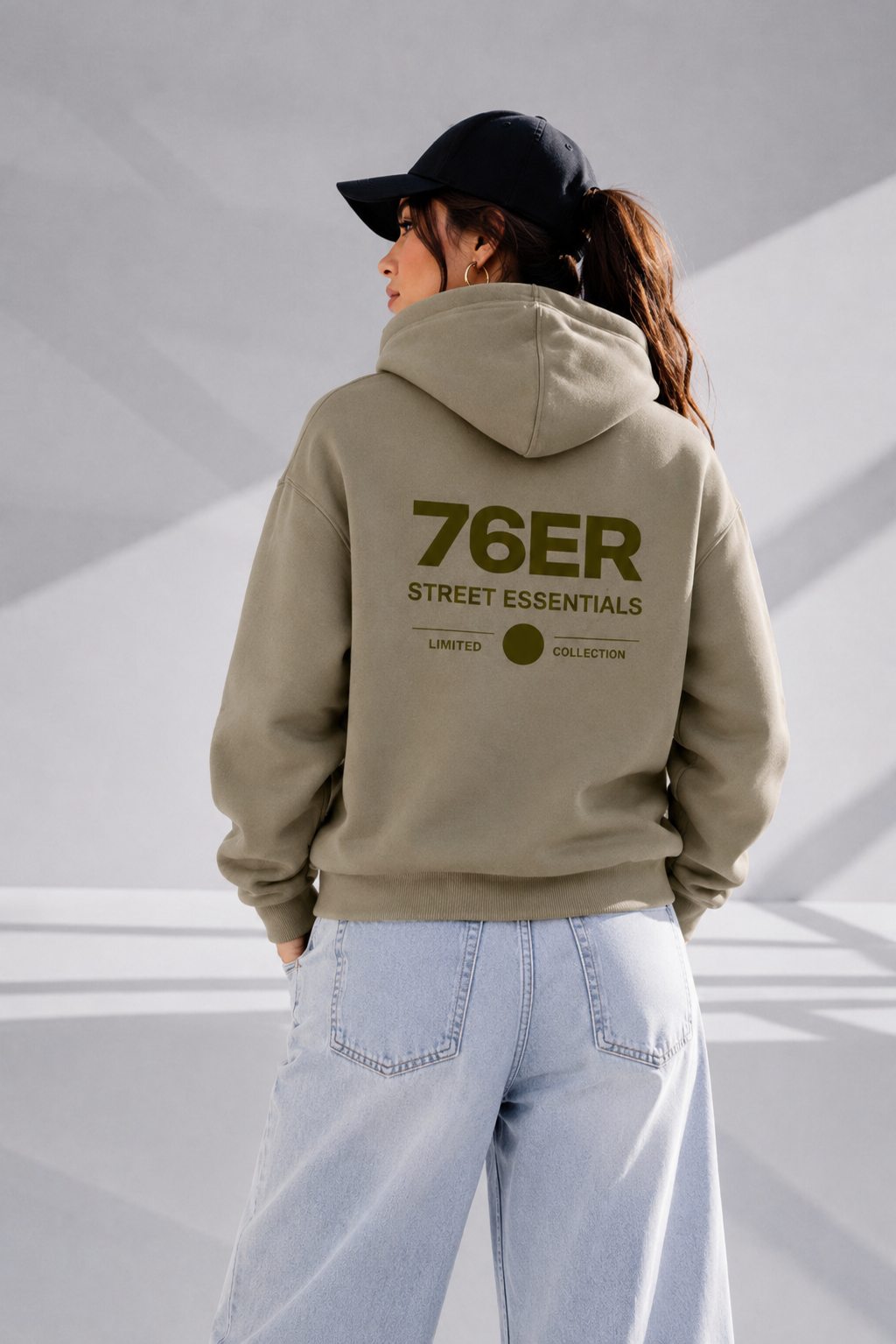 76ER STREET HOODIE PALE OLIV